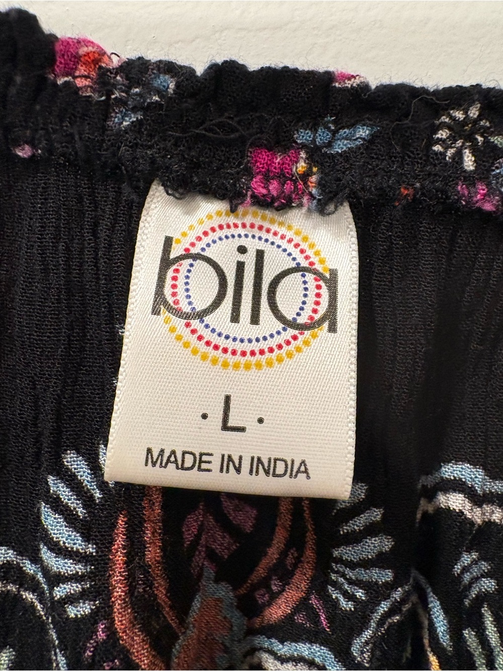 Bila Black Floral Embroidered Peasant Tunic - Picture 2 of 3